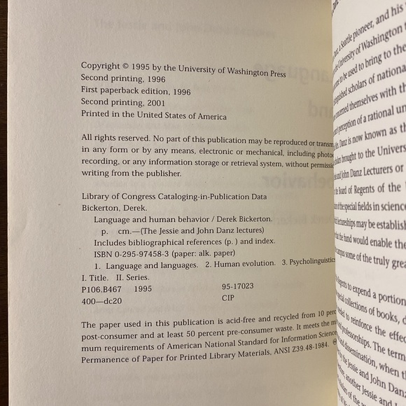 Language and Human Behavior by Derek Bickerton (vintage, 1996) paperback - Picture 2 of 5